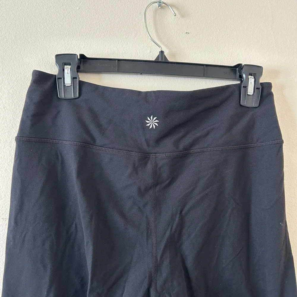 Athleta Black Faux Leather Panel Leggings Athletic Pants‎ Women Size M